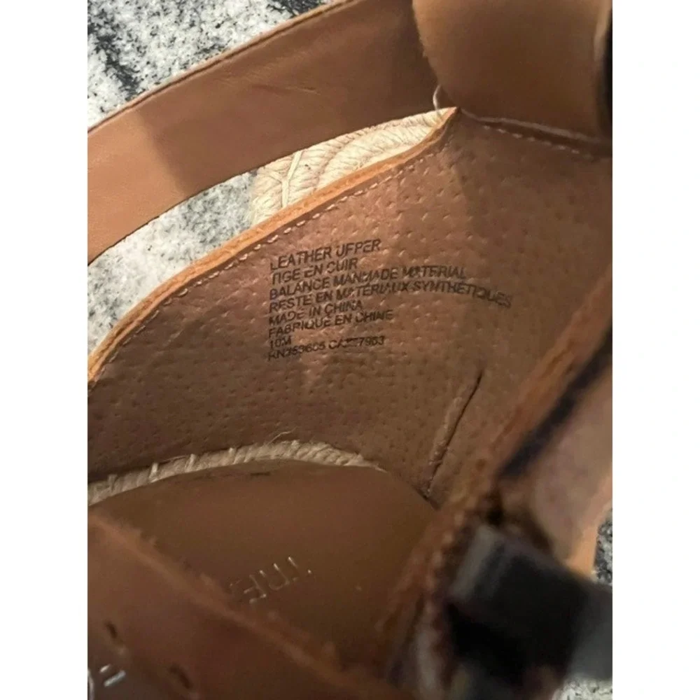 Treasure & Bond Sannibel Wedge Sandals Women 10M Tan Good Leather Espadrille
